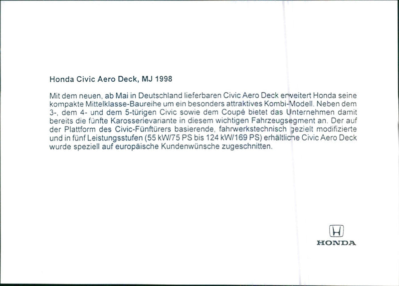 1998 Honda Civic Aero Deck - Vintage Photograph