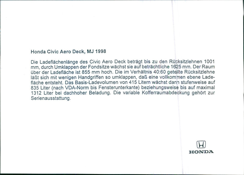 1998 Honda Civic Aero Deck - Vintage Photograph