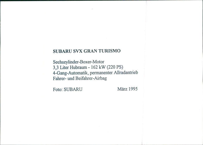 Subaru SVX 1995 - Vintage Photograph
