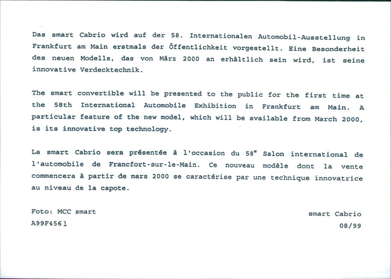 MCC Smart Cabrio - Vintage Photograph