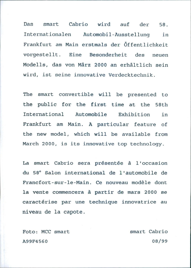 MCC Smart Cabrio - Vintage Photograph