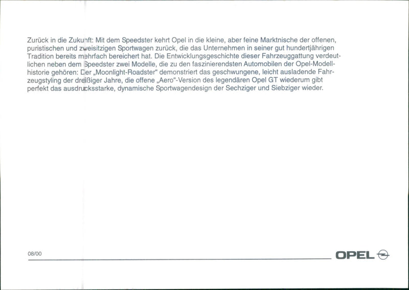 2000 OPEL Moonlight Roadster - Vintage Photograph