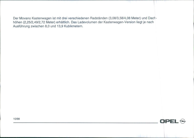 Opel 'Movano' 98 - Vintage Photograph