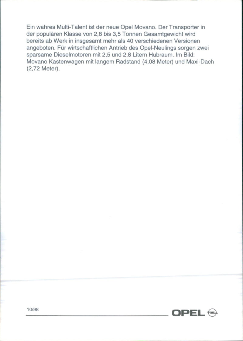 Opel 'Movano' 98 - Vintage Photograph