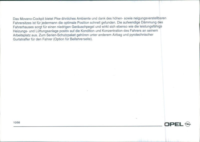 Opel 'Movano' 98 - Vintage Photograph