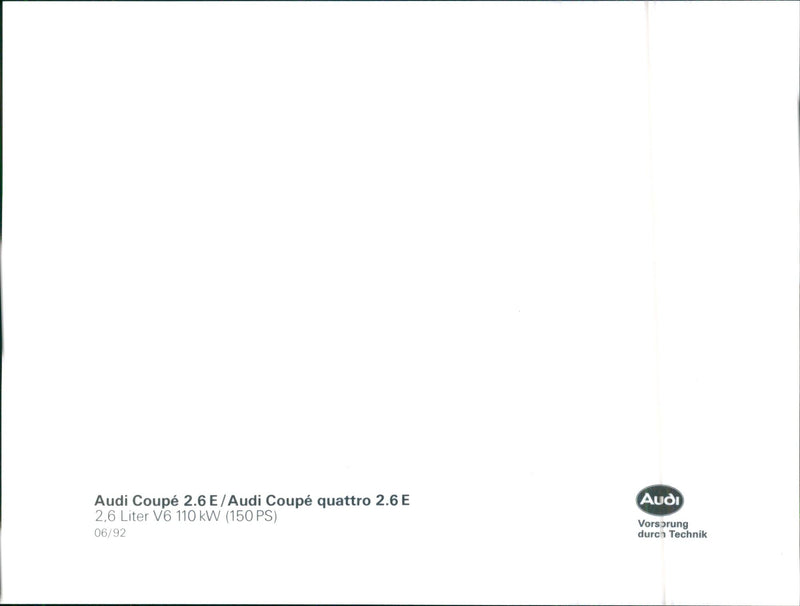1992 Audi Coupé 2.6 E / Audi Coupé quattro 2.6 E - Vintage Photograph