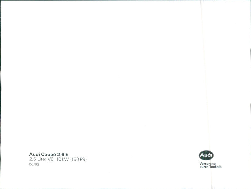 1992 Audi Coupe 2.6 E - Vintage Photograph