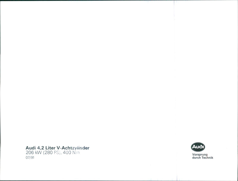 1992 Audi V 4.2-liter eight-cylinder. - Vintage Photograph