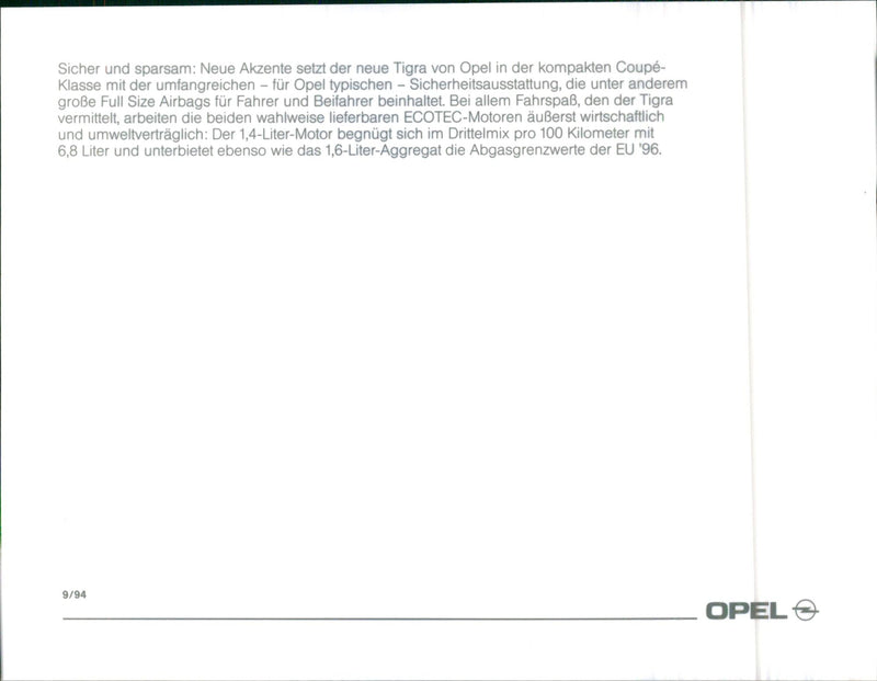 1994 Opel Tigra - Vintage Photograph