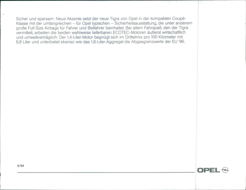 1994 Opel Tigra - Vintage Photograph