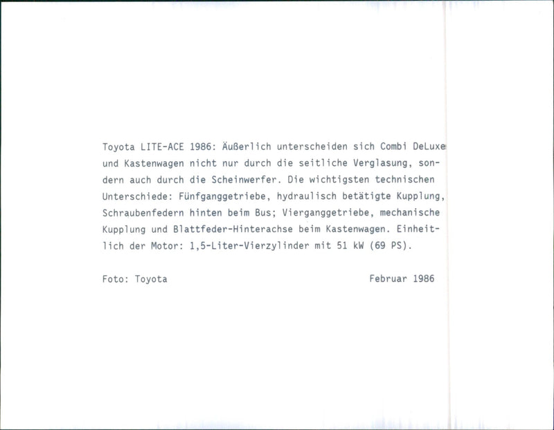 Toyota LITE-ACE 1986 - Vintage Photograph