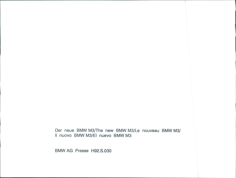 1992 BMW M3 - Vintage Photograph