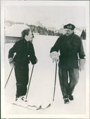 Field Marshall Bernard Montgomery learning to ski - Vintage Photograph