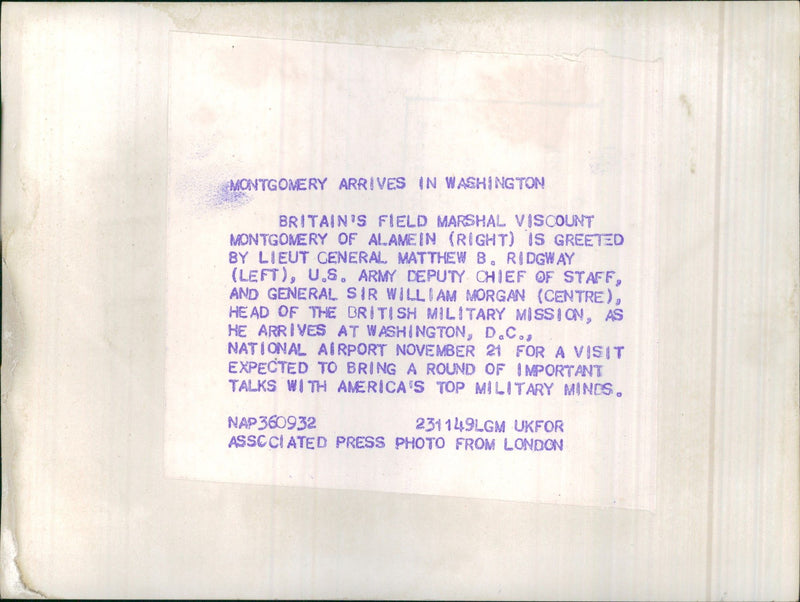 Field Marshal Bernard Law Montgomery - Vintage Photograph