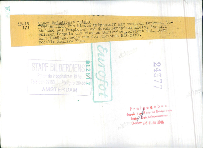 Henrik-Wien modelling Fashion dress - Vintage Photograph