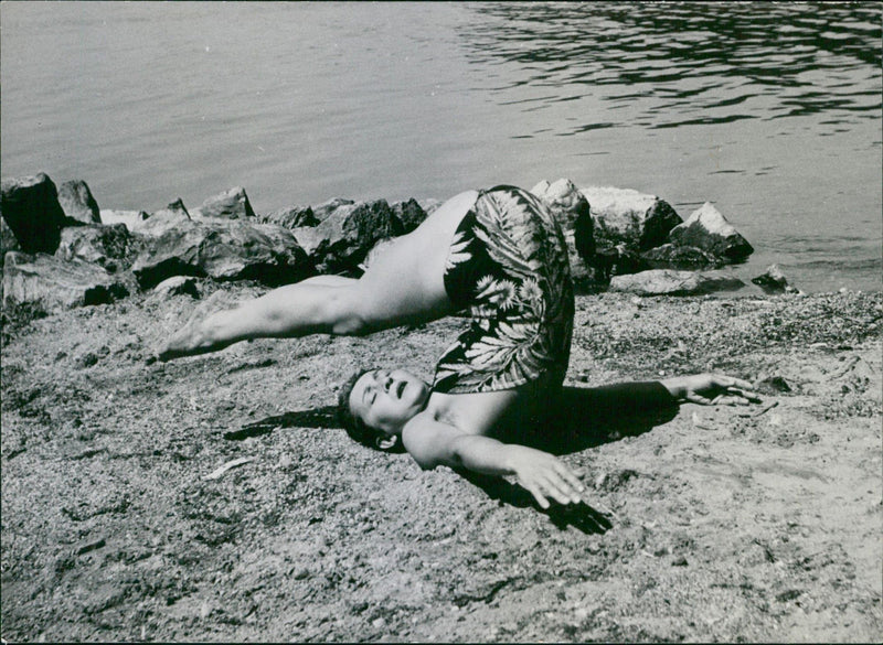 Girl in gymnastic position. - Vintage Photograph