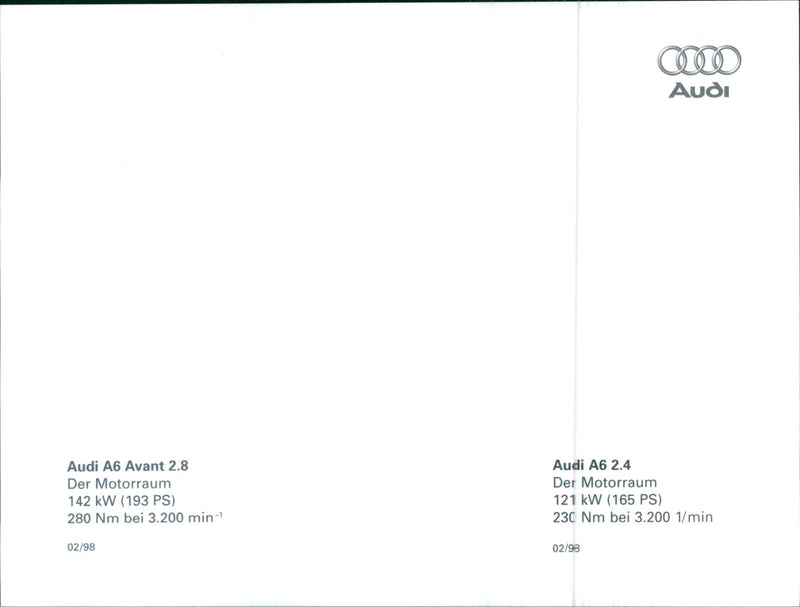 1998 Audi A6 Avant 2.8 and 1998 Audi A6 2.4 - Vintage Photograph