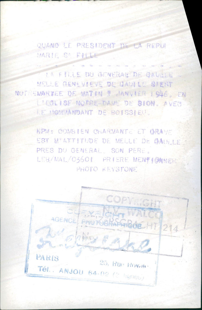 Charles de Gaulle and daughter Genevieve - Vintage Photograph