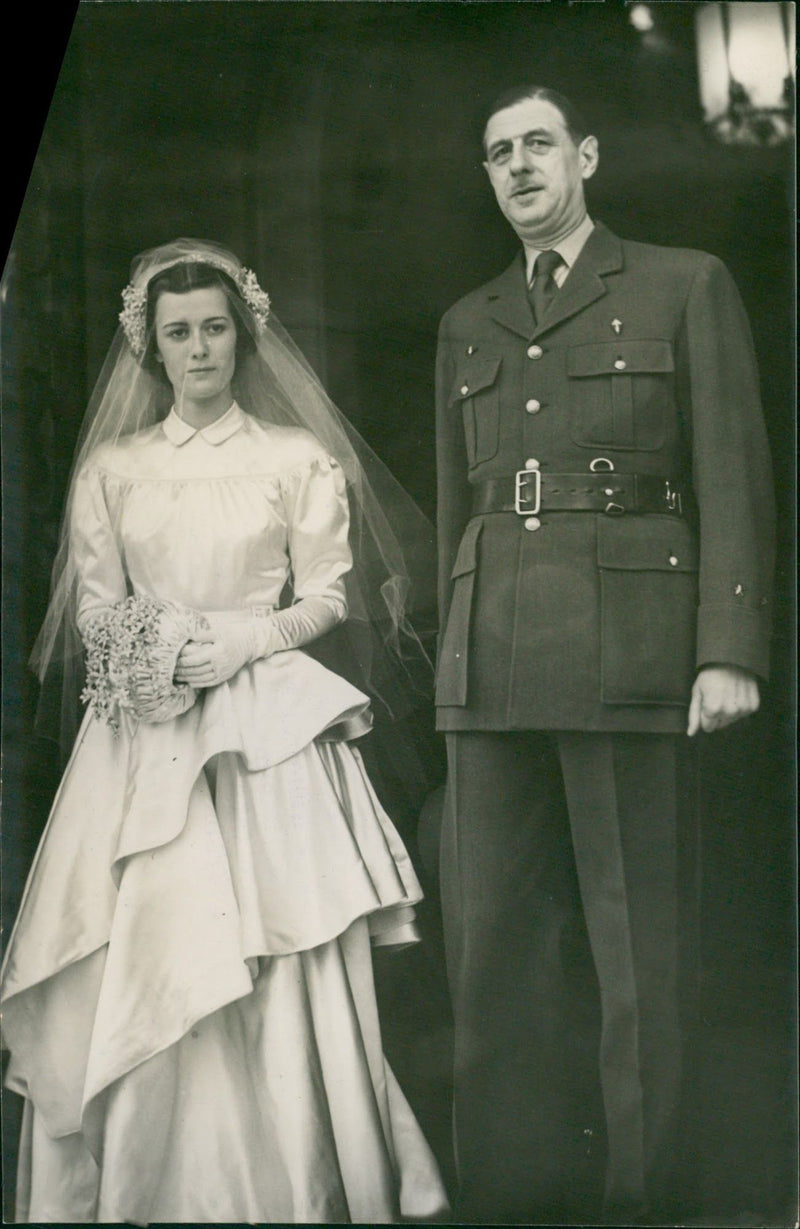 Charles de Gaulle and daughter Genevieve - Vintage Photograph