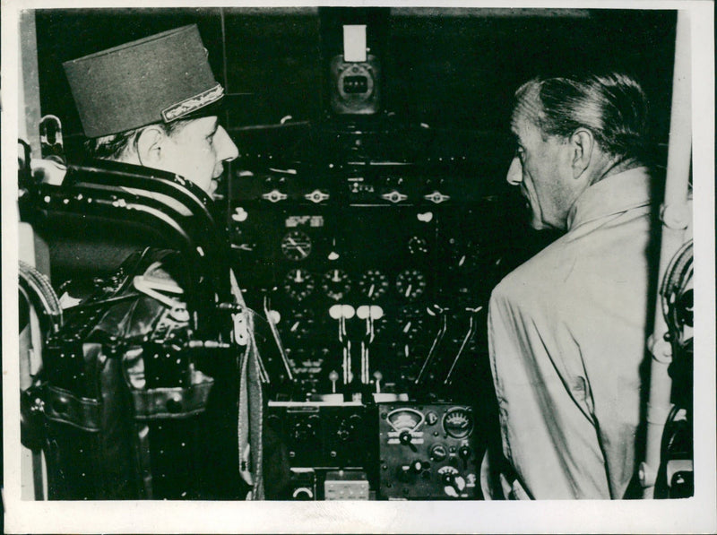 Charles De Gaulle in cockpit - Vintage Photograph