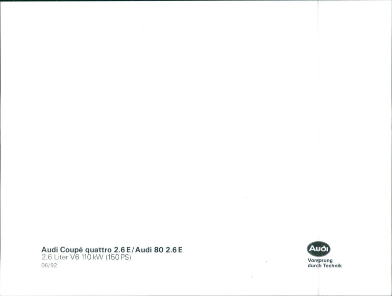 1992 Audi Coupe Quattro 2.6 E/ Audi 80 2.6 E - Vintage Photograph