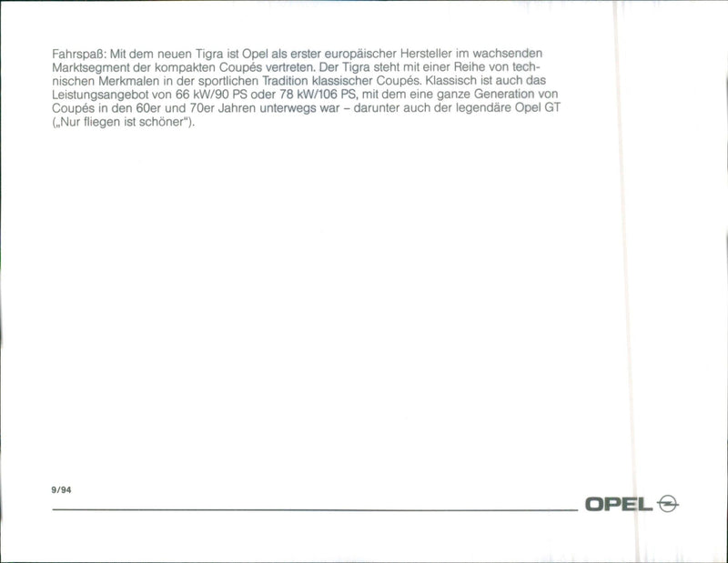 1994 Opel Tigra - Vintage Photograph