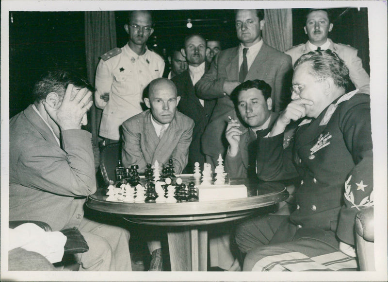 Tito plays chess with Laguardia - Vintage Photograph