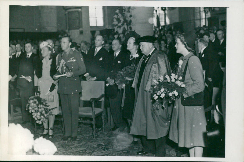 Princes Juliana, Prince Bernhard, Mrs. Churchill, Mr. Winston Churchill and Mary Churchill - Vintage Photograph