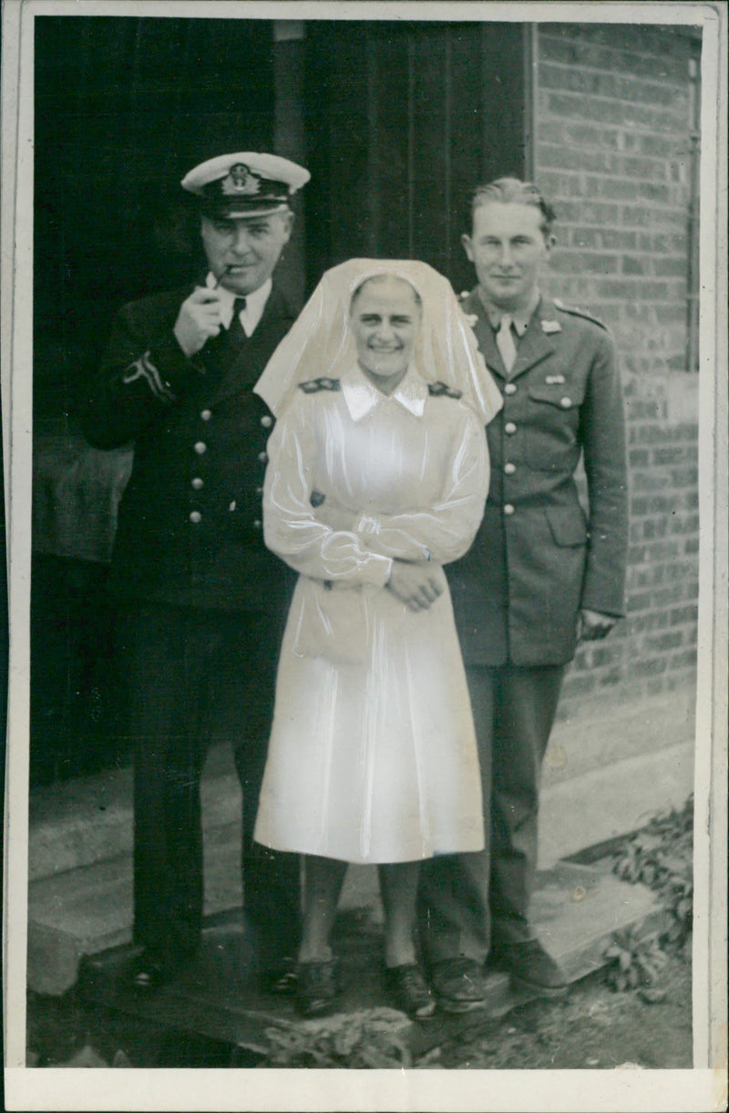 Military officers and - nurses - Vintage Photograph