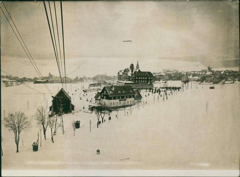 German town during winter in Ertzgebergte - Vintage Photograph