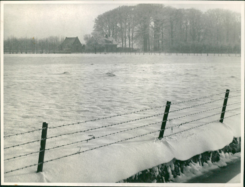 Winter landscape, snowy field - Vintage Photograph