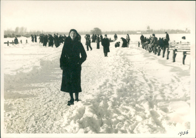 Lady in a winter landscape - Vintage Photograph