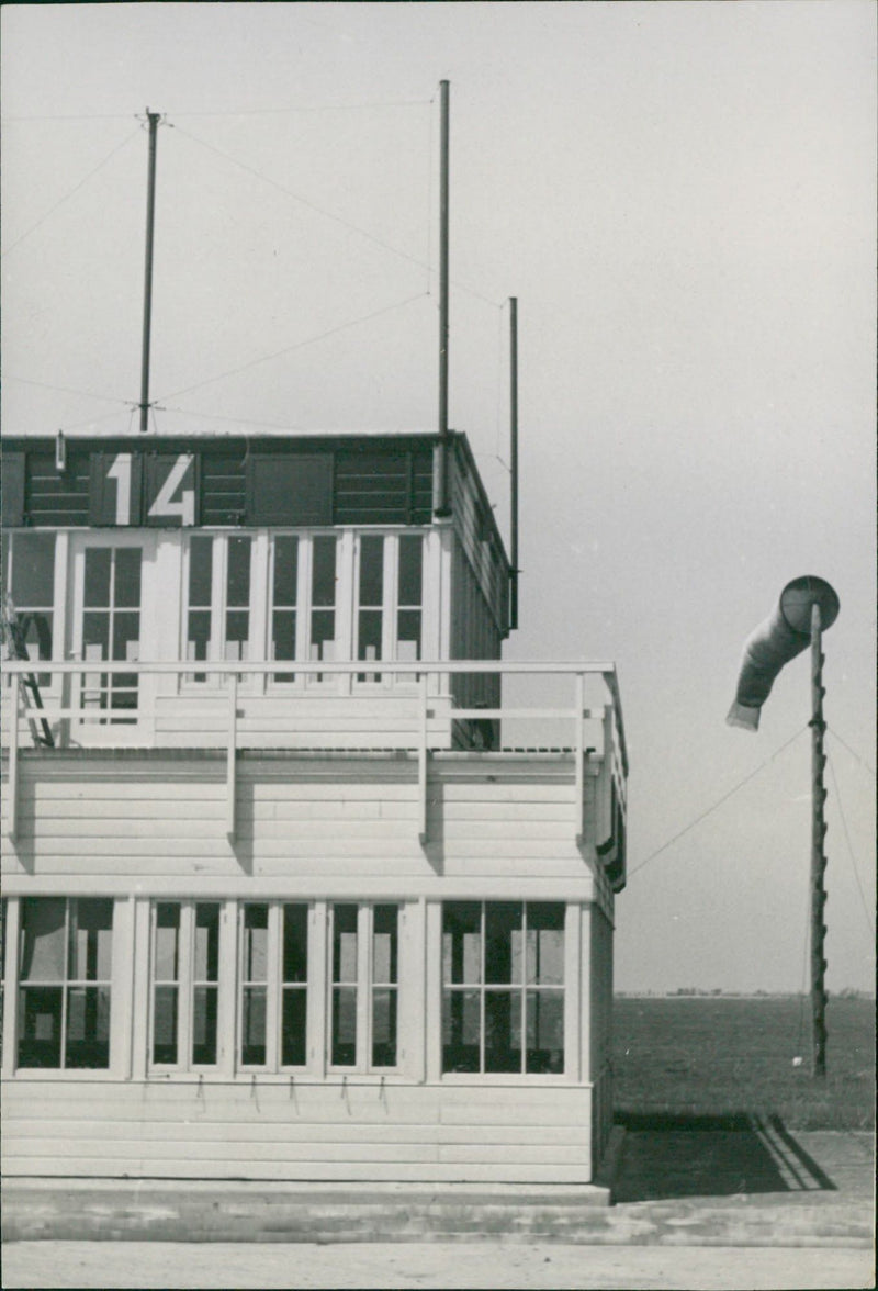 Control tower on an airstrip - Vintage Photograph