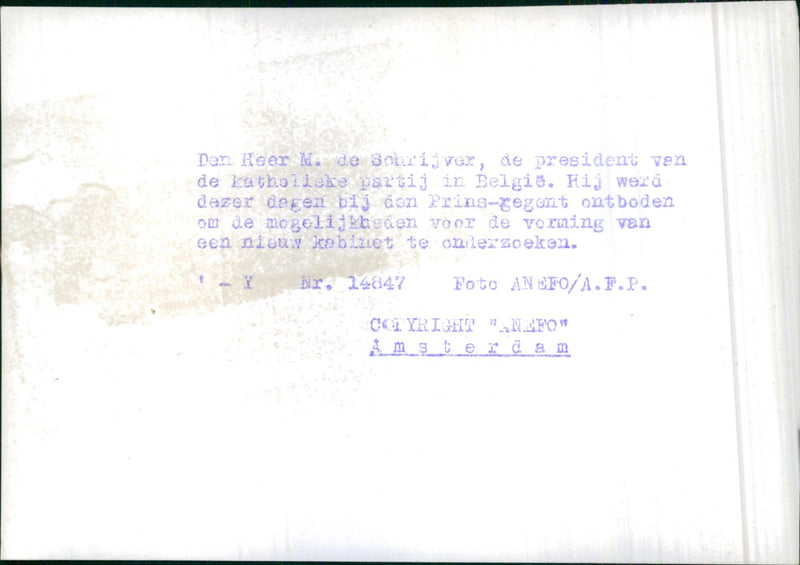 M. de Schrijver - Vintage Photograph