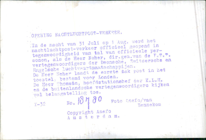 Mr. Neher, Mr. Thomson and Night mail Air traffic - Vintage Photograph