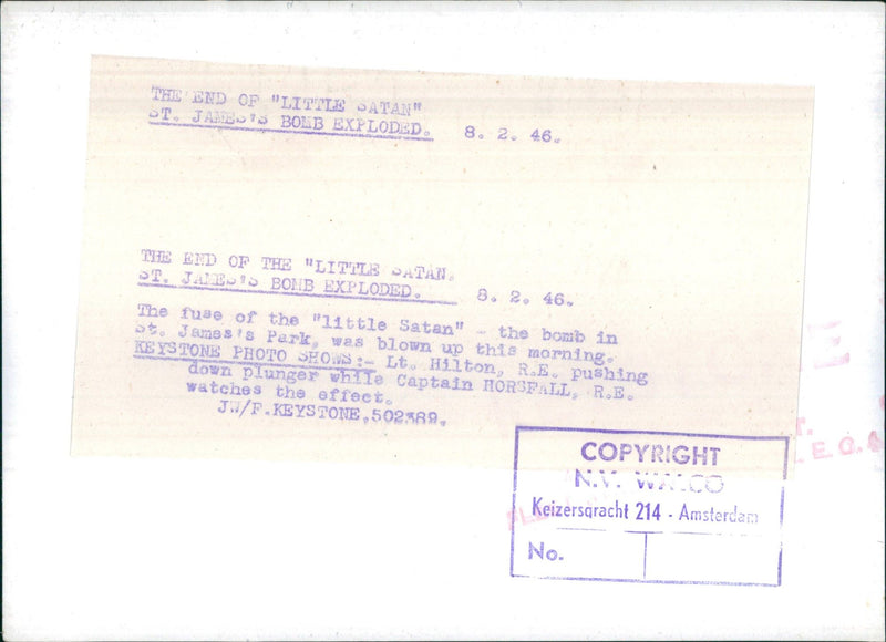 Bomb in St. James's Park - Vintage Photograph