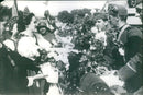 Flowers recieved by military men. - Vintage Photograph