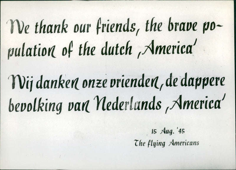 Flyer to thank the heroes of the Dutch village "America" - Vintage Photograph