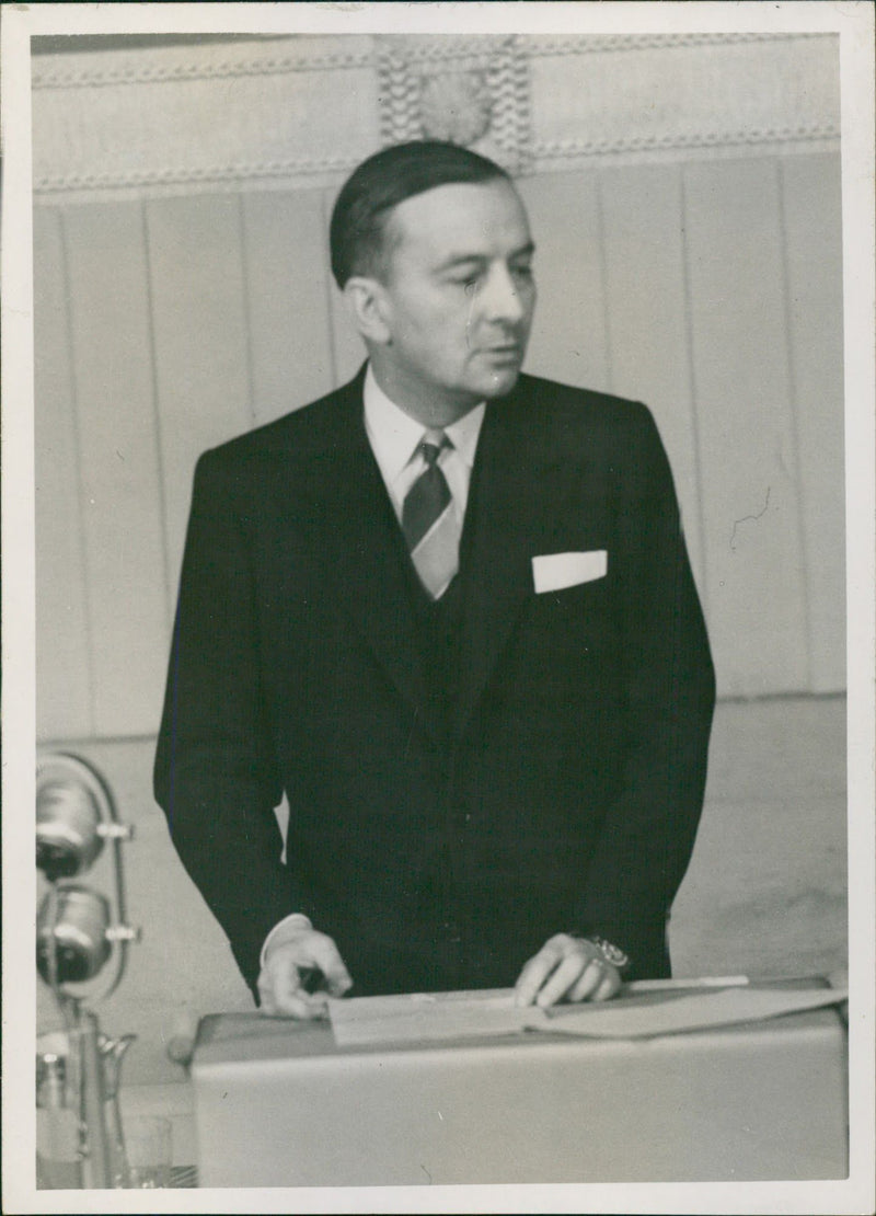 M. G. Bidault speaks - Vintage Photograph