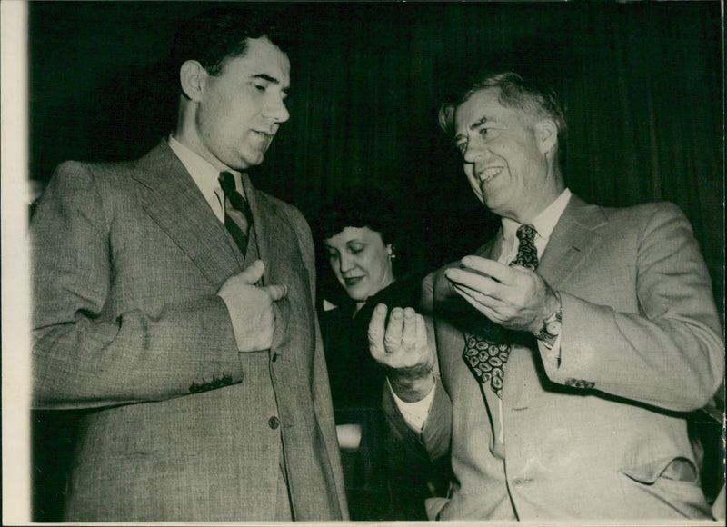 Henry A. Wallace Shows Hands to  Andrei A. Gromyko - Vintage Photograph