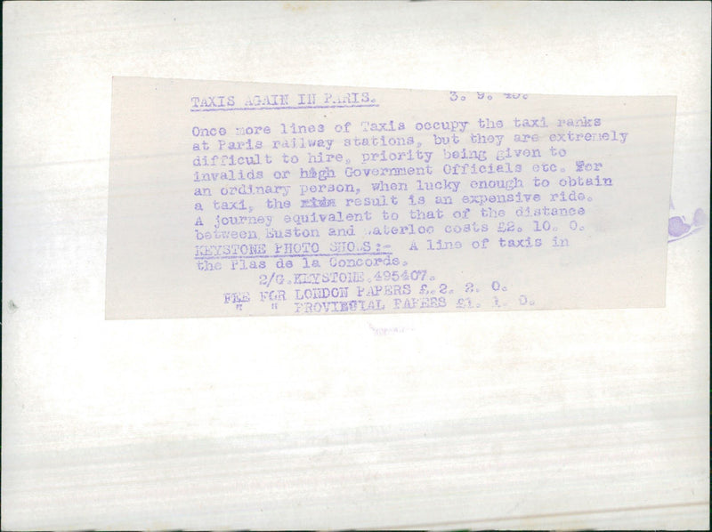 Taxis Again in Paris - Vintage Photograph