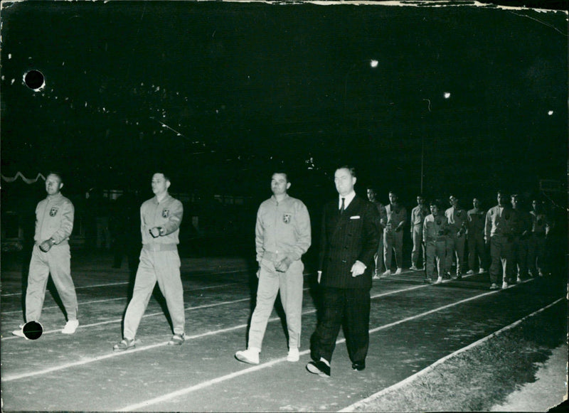 Belgian team in the parade of the World University Games in Paris. - Vintage Photograph