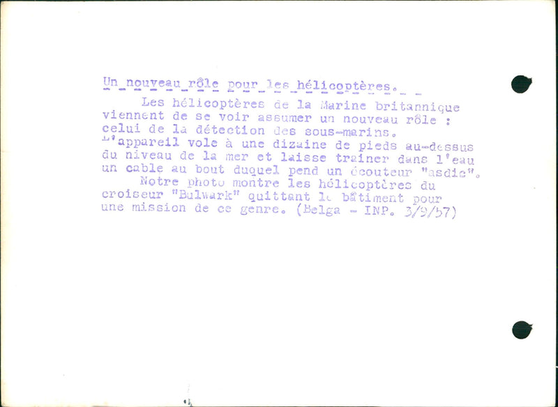 British Navy helicopters detecting submarines. - Vintage Photograph