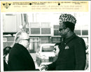 President Mobutu of Zaire greeted by Henri Simonet - Vintage Photograph