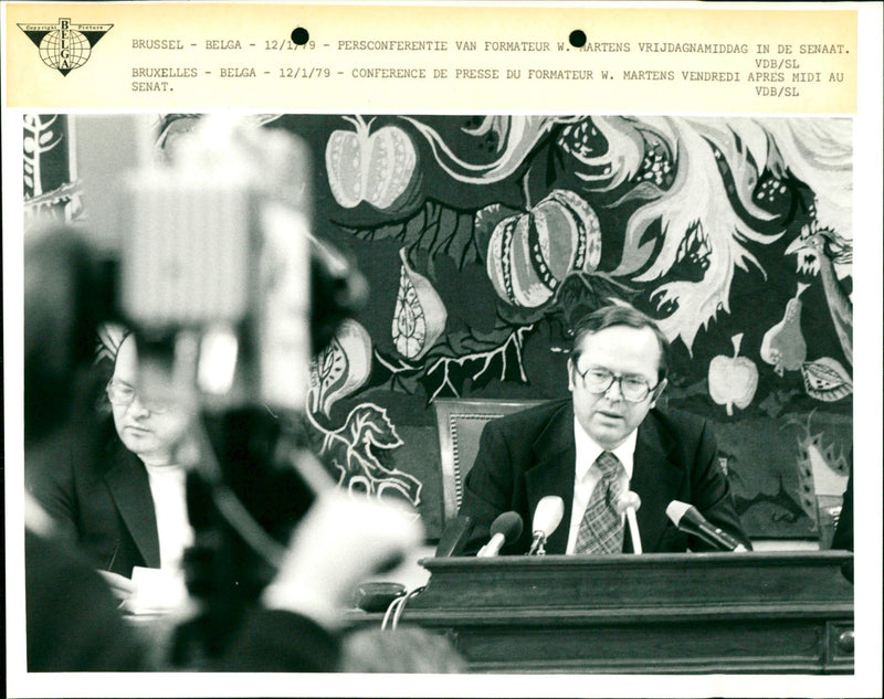 Press conference of W. Martens - Vintage Photograph