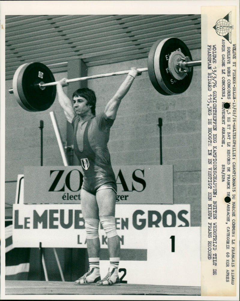 European Weightlifting championships: Bidard sets new French Record - Vintage Photograph