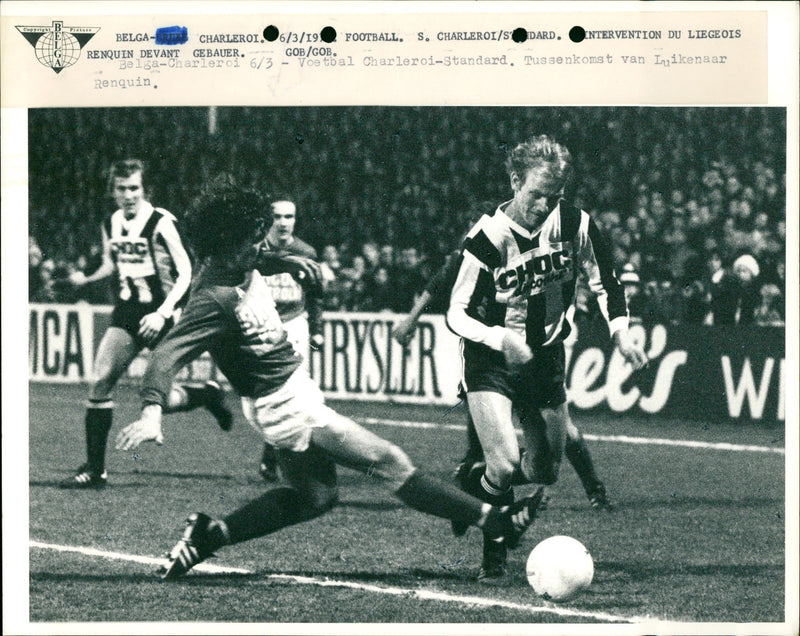 Belgian Soccer: S.C. Charleroi vs Standard Liege - Vintage Photograph