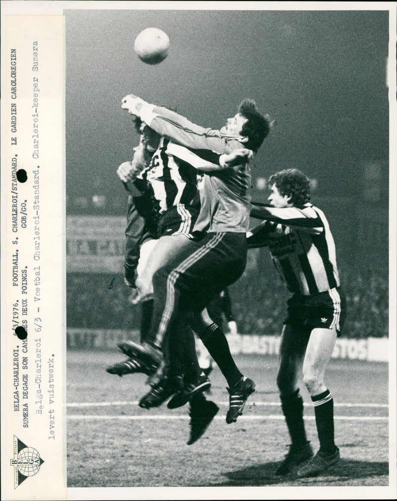 Belgian Soccer: S.C. Charleroi vs Standard Liege - Vintage Photograph