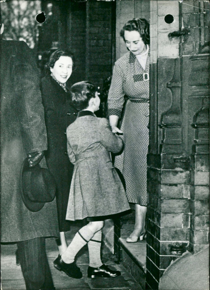 Young Prince Charles of England is welcomed at his new private school - Vintage Photograph