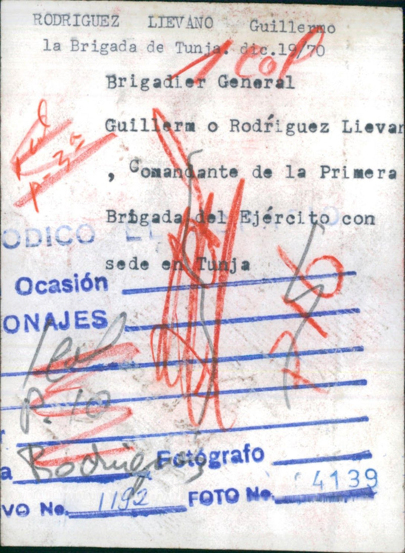 Brigadier General Guillermo Rodriguez Lievano - Vintage Photograph